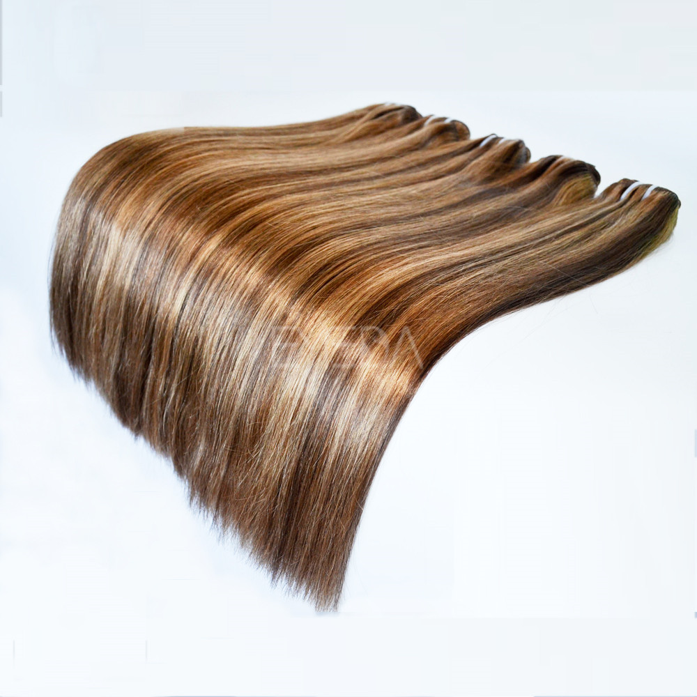 Brown and blonde color piano color clip in hair weft  LJ170